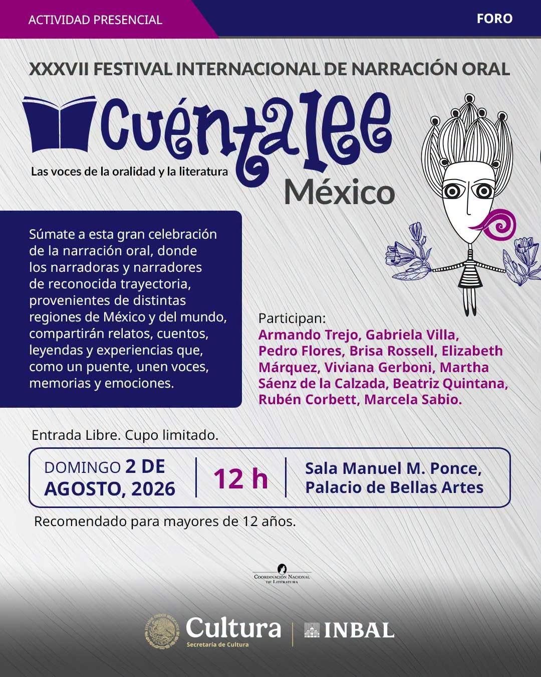 37ª Edición del Festival Internacional de Narración Oral «Cuéntalee» (México)